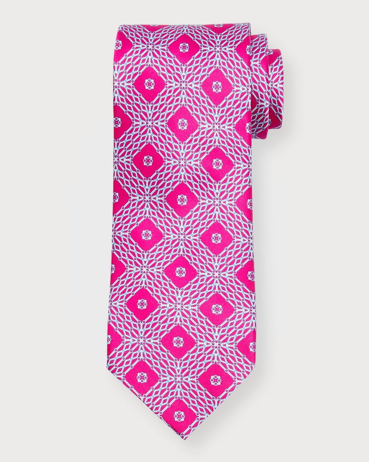 Stefano Ricci Men's Tapestry Silk Tie In Pink On White