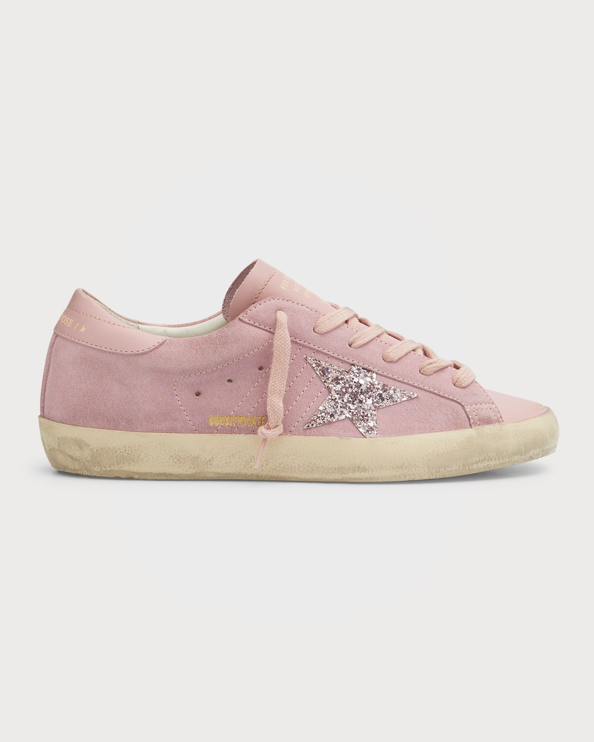 Golden Goose Superstar Suede Glitter Low-top Sneakers In Pink