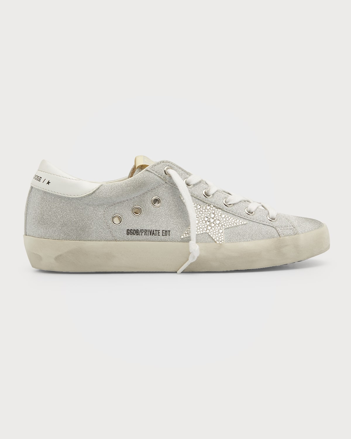 Golden Goose Superstar Glitter Crystal Low-top Trainers In Silver