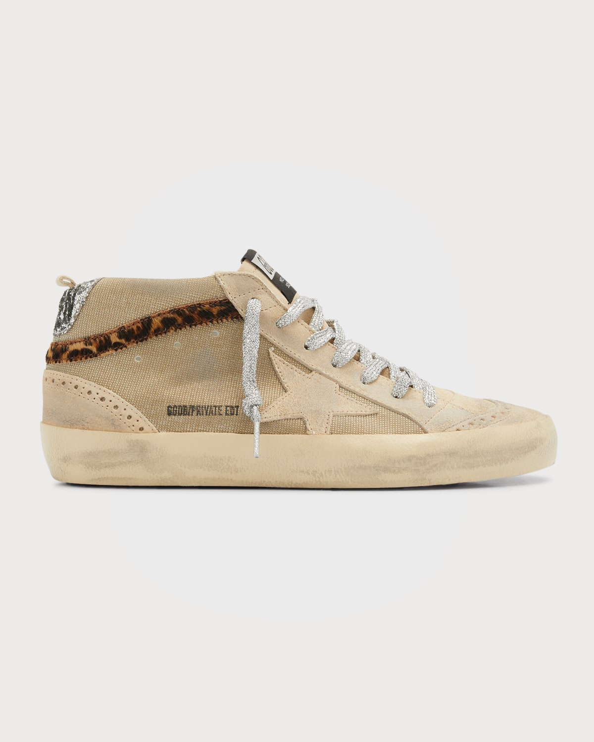 Golden Goose Midstar Mixed Media Wing-tip Trainers In Gold