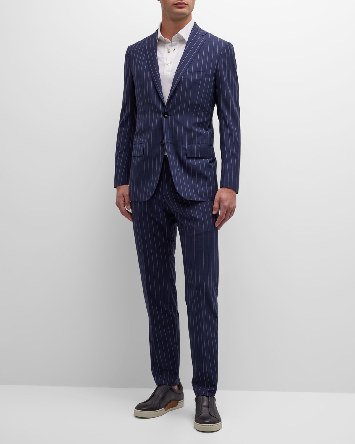 Kiton Men's Pinstripe Wool Suit In Navy