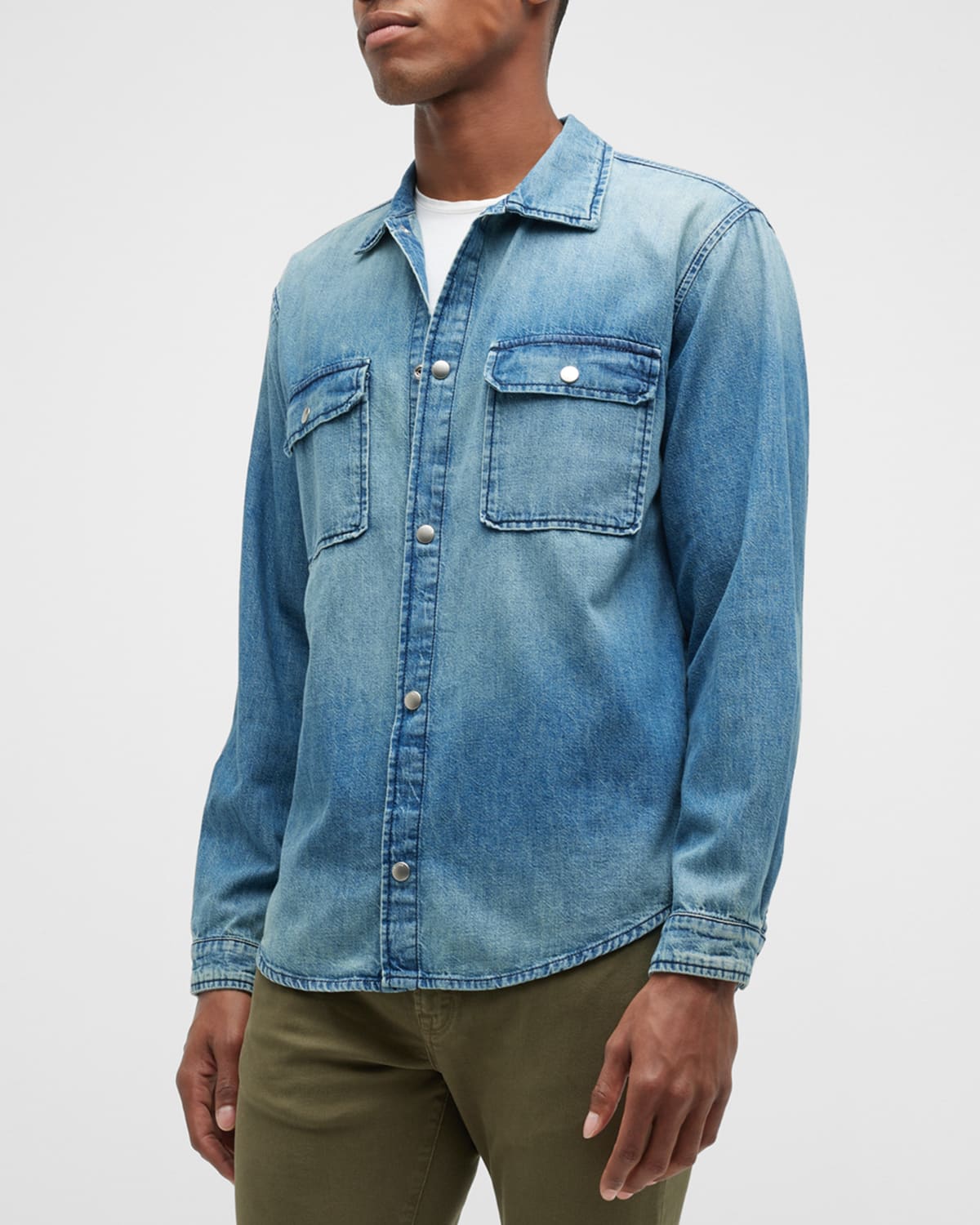 Frame Distressed Denim Shirt In Lookout