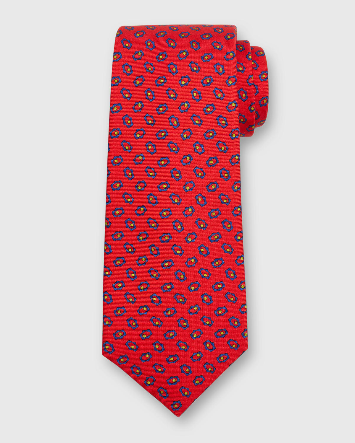 Dark red tie with rectangles patterns