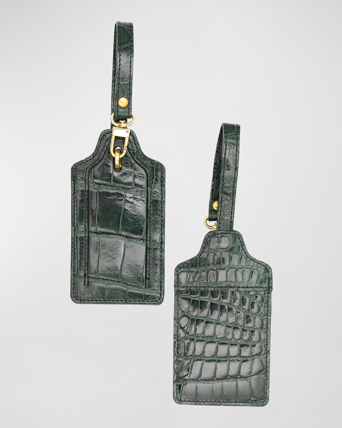 Abas Alligator Leather Luggage Tag, Set Of 2 In Hunter Green