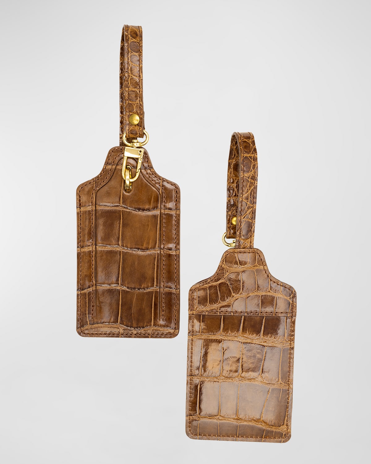 Shop Abas Alligator Leather Luggage Tag, Set Of 2 In Cognac