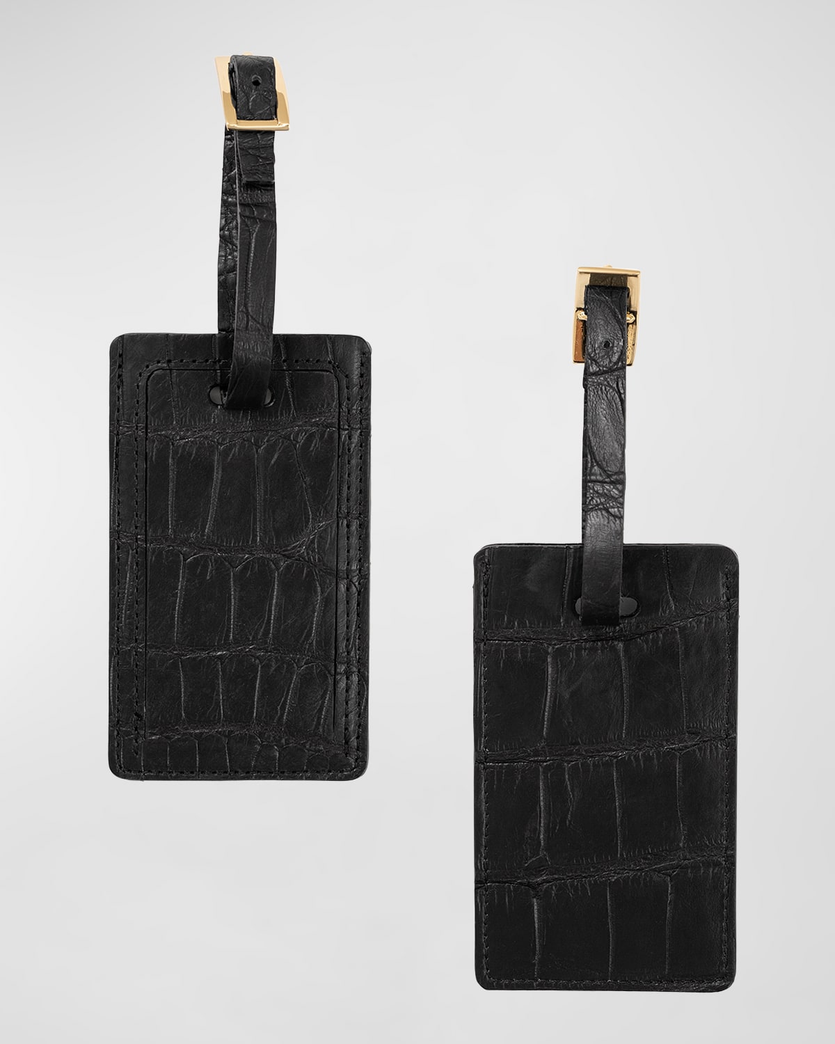 Shop Abas Alligator Leather Luggage Tag, Set Of 2 In Black