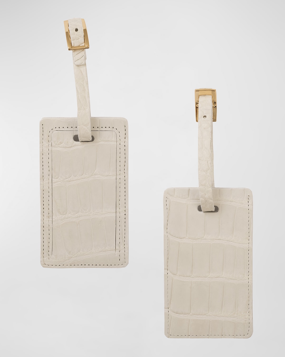 Shop Abas Alligator Leather Luggage Tag, Set Of 2 In White