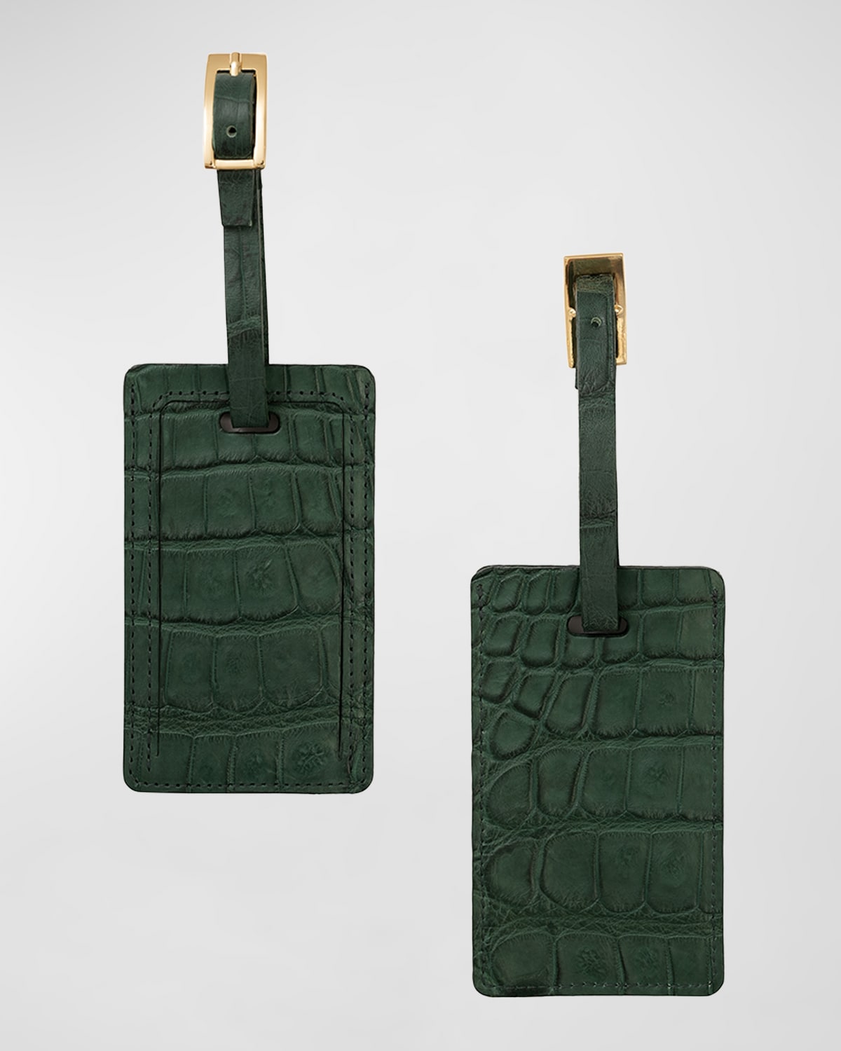 Abas Alligator Leather Luggage Tag, Set Of 2 In Green