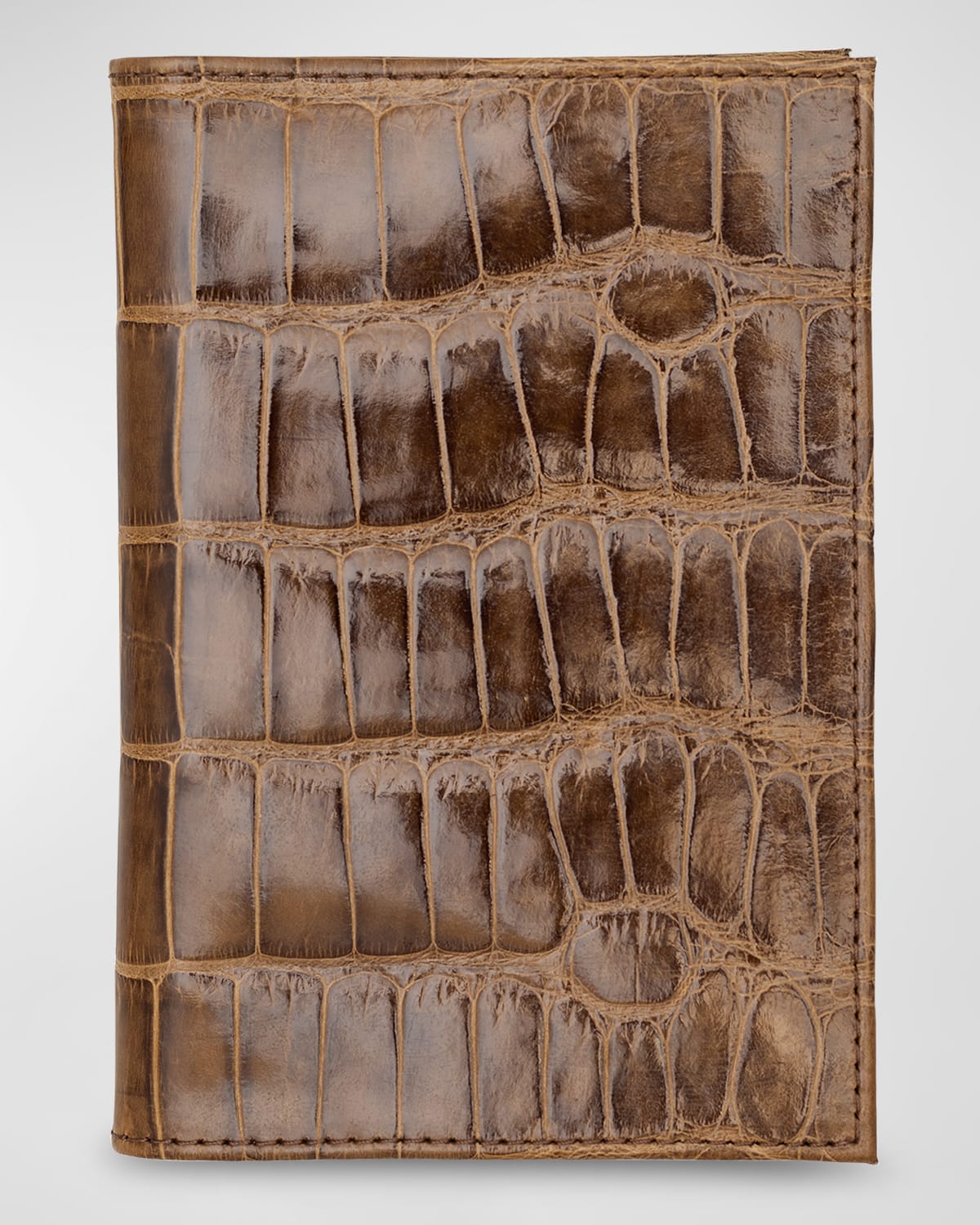 Abas Alligator Leather Passport Booklet In Cognac