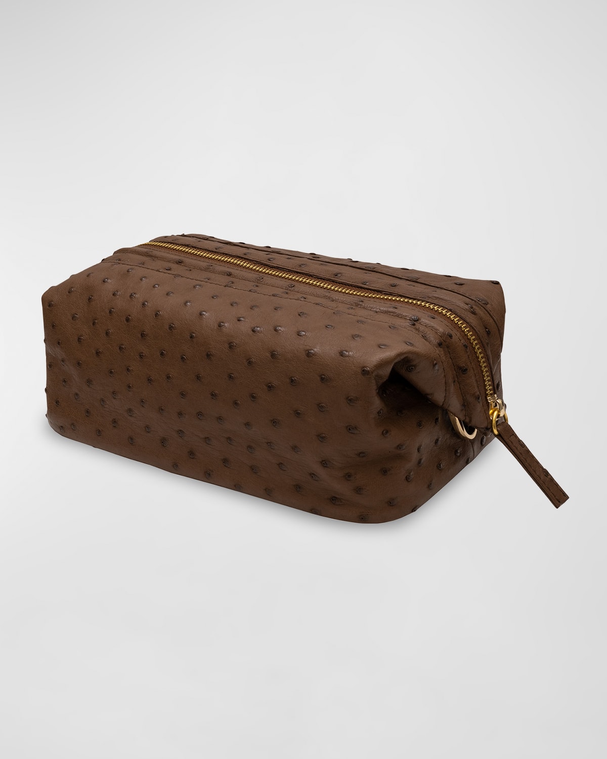 Abas Men's Ostrich Weekender Toiletry Kit In Brown