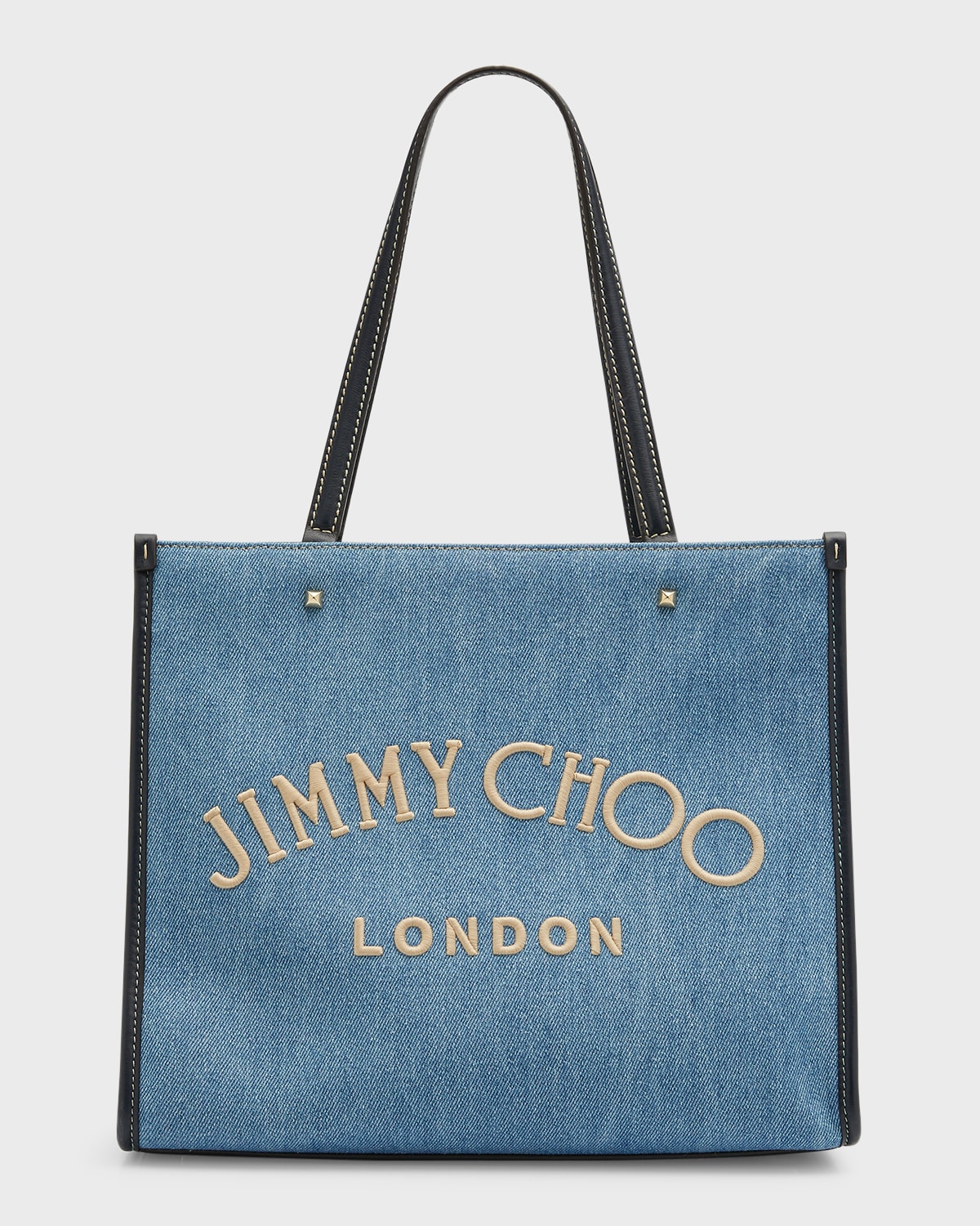 Jimmy Choo Varenne Logo Denim Tote Bag