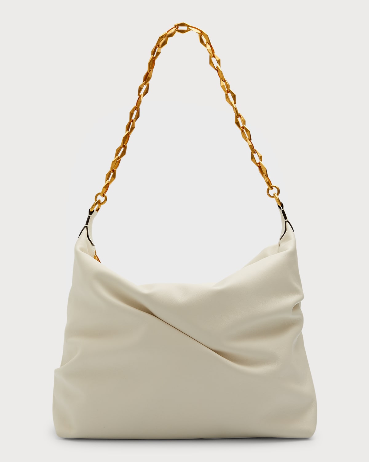 Jimmy Choo Medium Soft Leather Hobo Bag In Latte