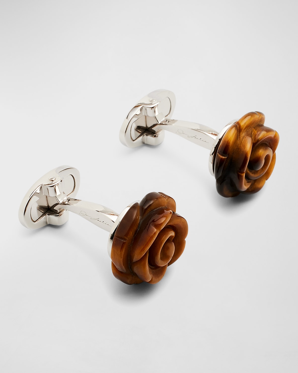 Men's Carved Tiger's Eye Rose Cufflinks