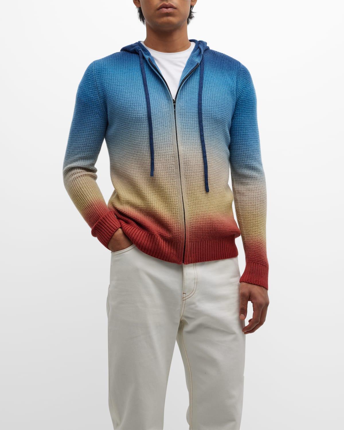 Men's Cashmere Full-Zip Dyed Hoodie
