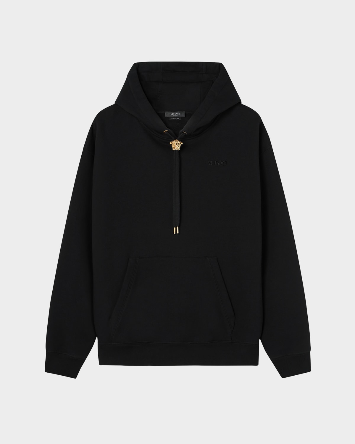 Shop Versace Men's Medusa Bolo Pullover Hoodie In Black