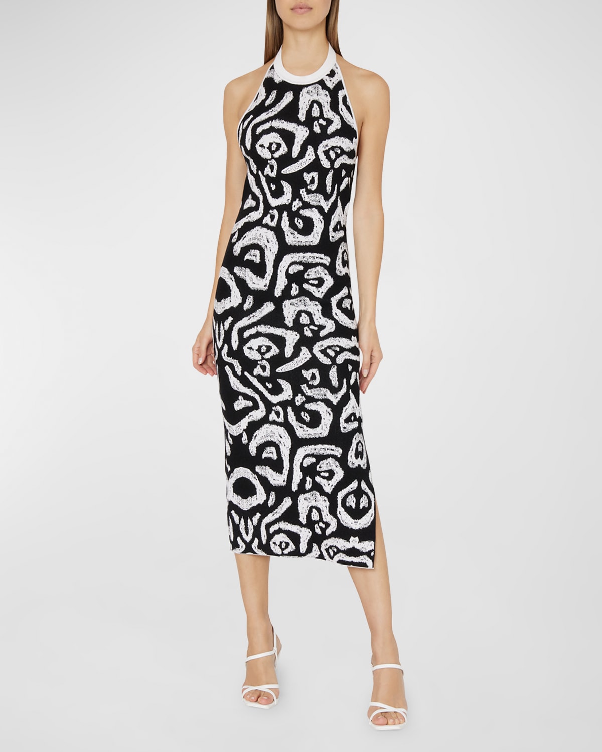 Cheetah Intarsia Halter Midi Dress