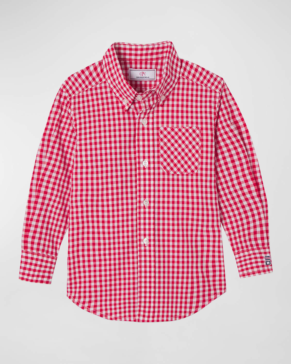 Shop Classic Prep Childrenswear Boy's Owen Button Down Gingham-print Shirt In Crimson Gingham