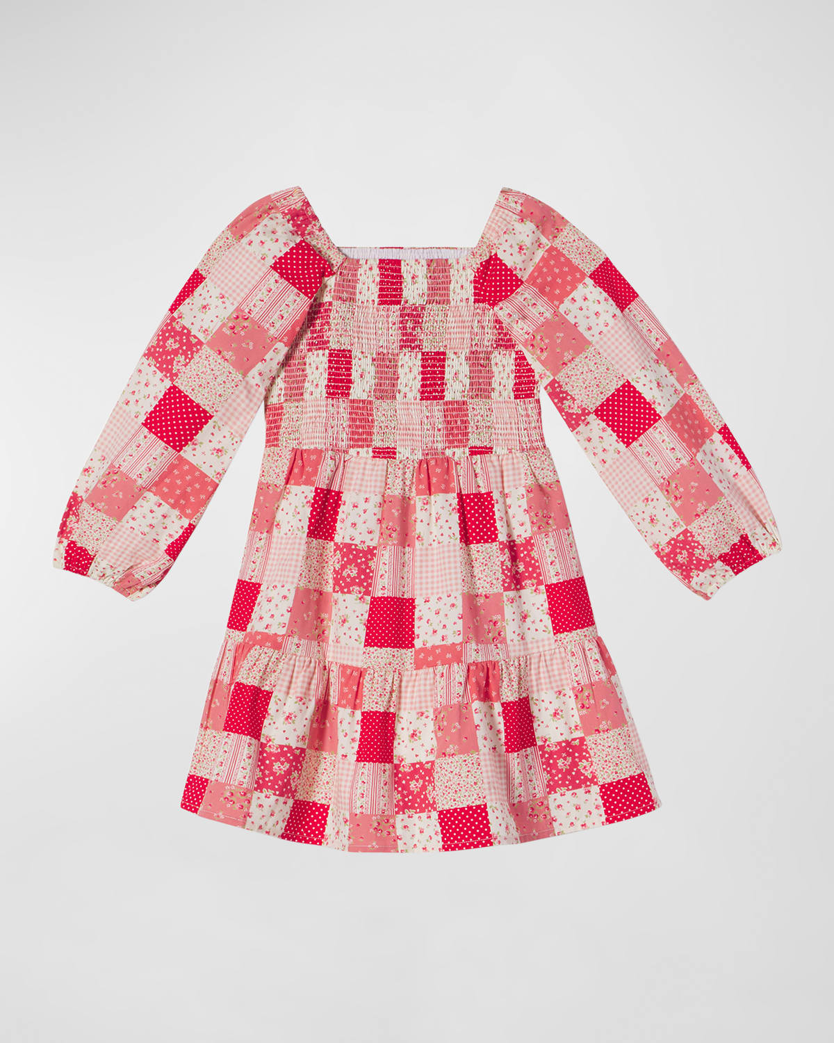Classic Prep Childrenswear Kids' Girl's Hattie Tiered Patchwork-print Dress In Love Patchwork Cr