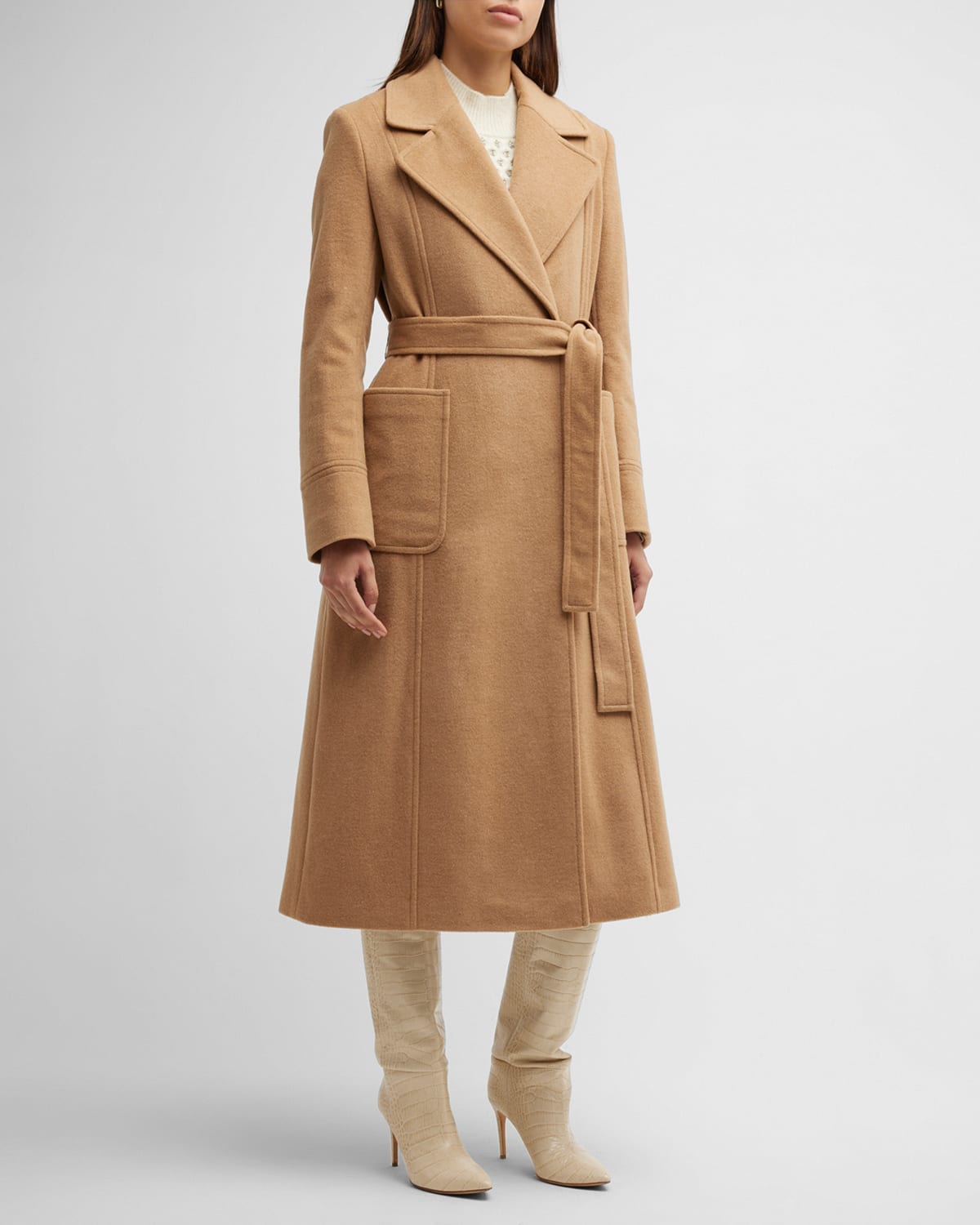 Donna Karan Belted Cashmere-Blend Coat