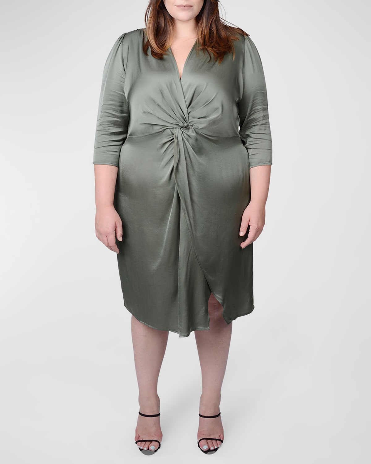 Plus Size Elvie Front-Twist Midi Dress