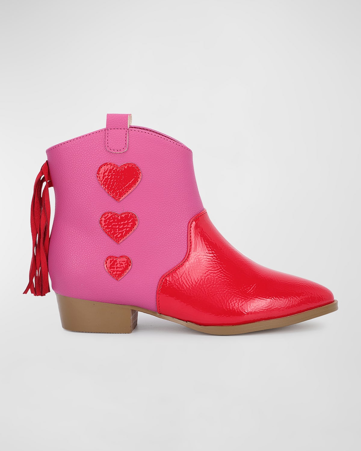 Yosi Samra Girl's Miss Dallas Heart Cowboy Boots, Toddler/kids In Pink/red