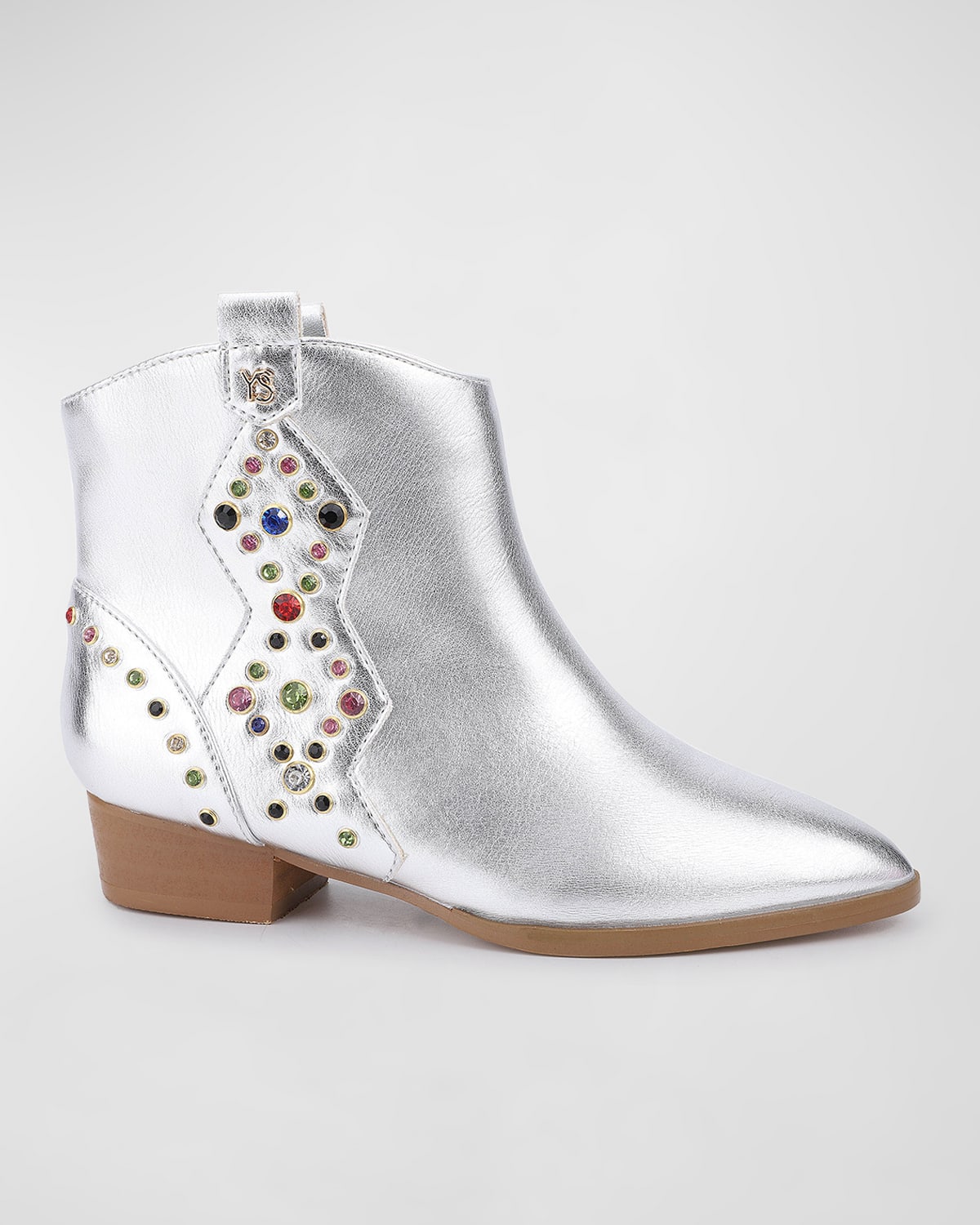 Yosi Samra Girl's Miss Dallas Jewel Western Boots, Toddler/kids In Silver