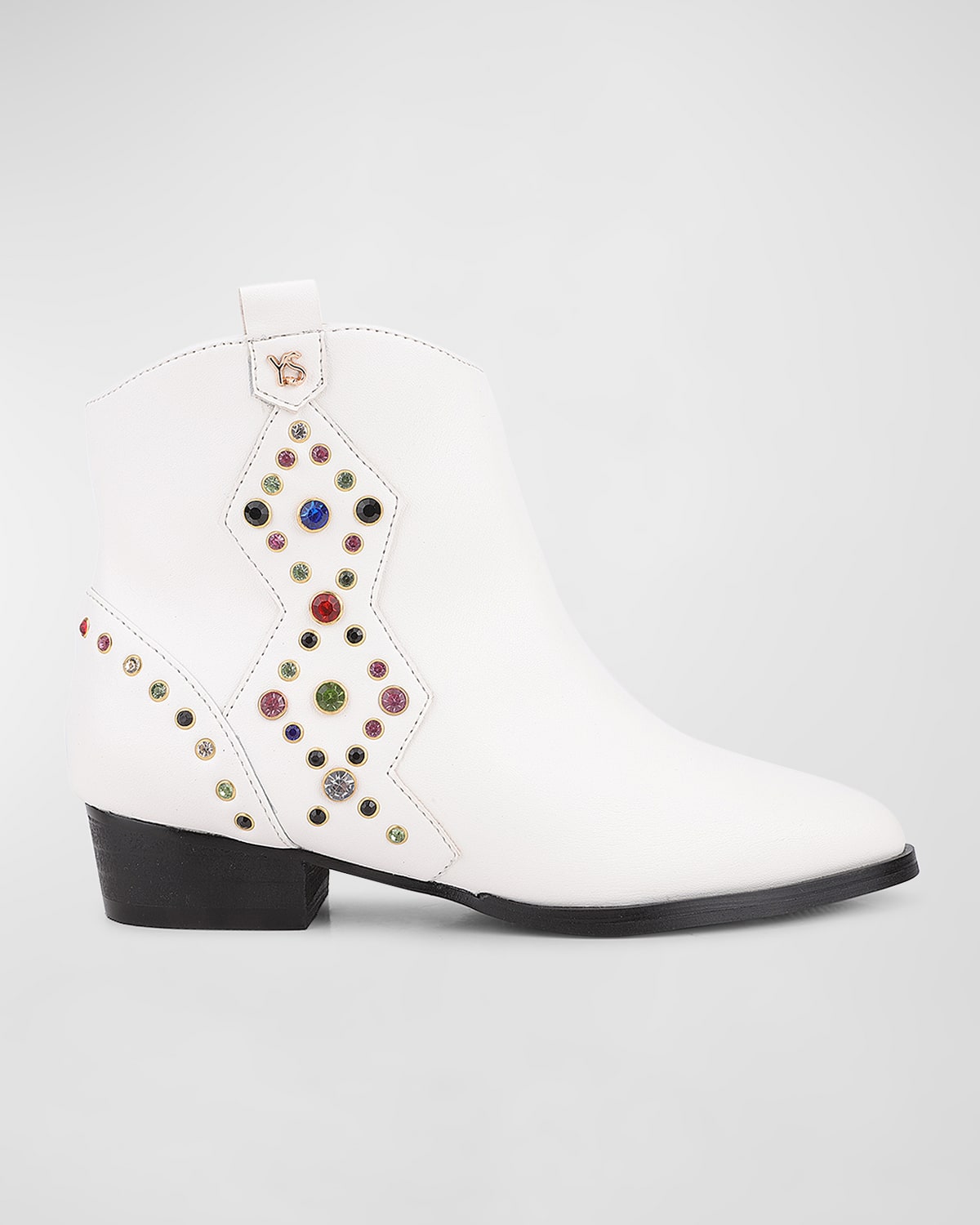 Yosi Samra Girl's Miss Dallas Jewel Western Boots, Toddler/kids In White