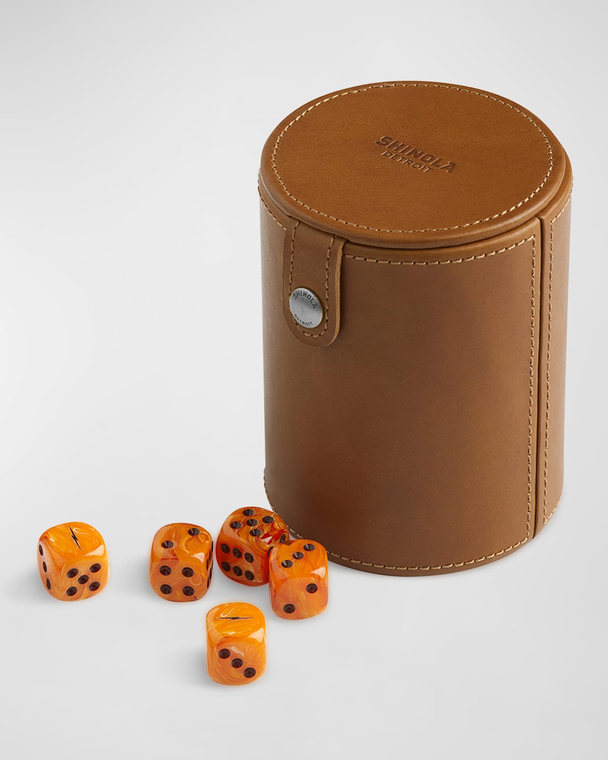 Shop Shinola Unisex Leather Dice Cup W/ Dice In Medium Brown