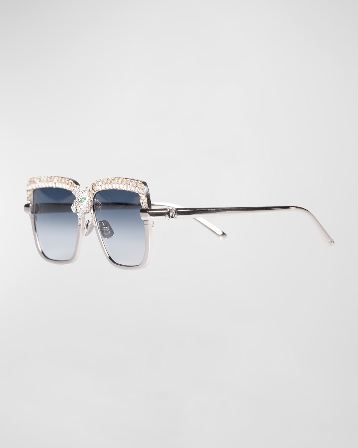 Panther Square Titanium-Crystal Sunglasses