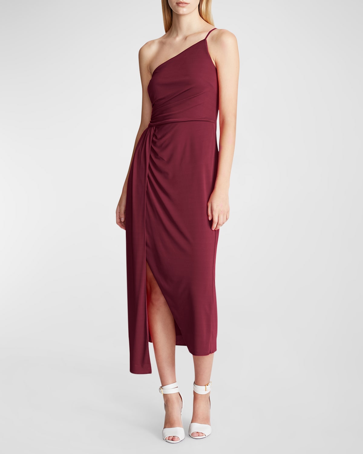 Camille Jersey Midi Dress with Ruched Detail