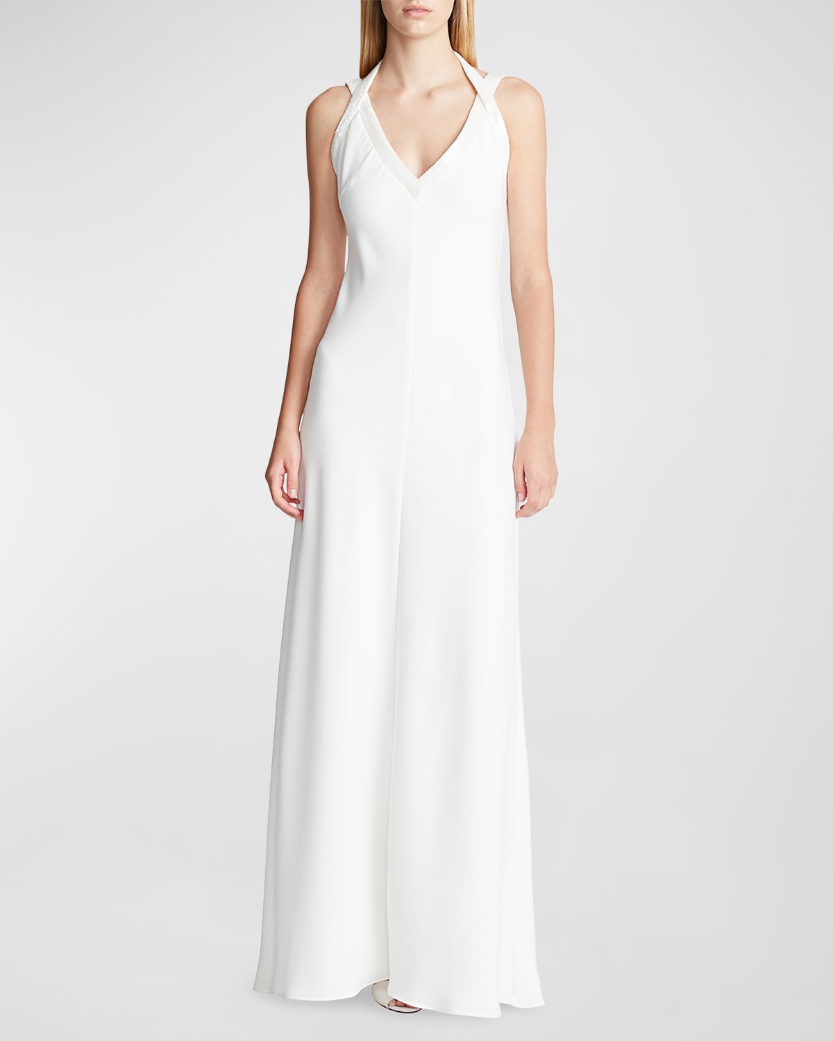 Allison Column Gown w/ Beaded Details