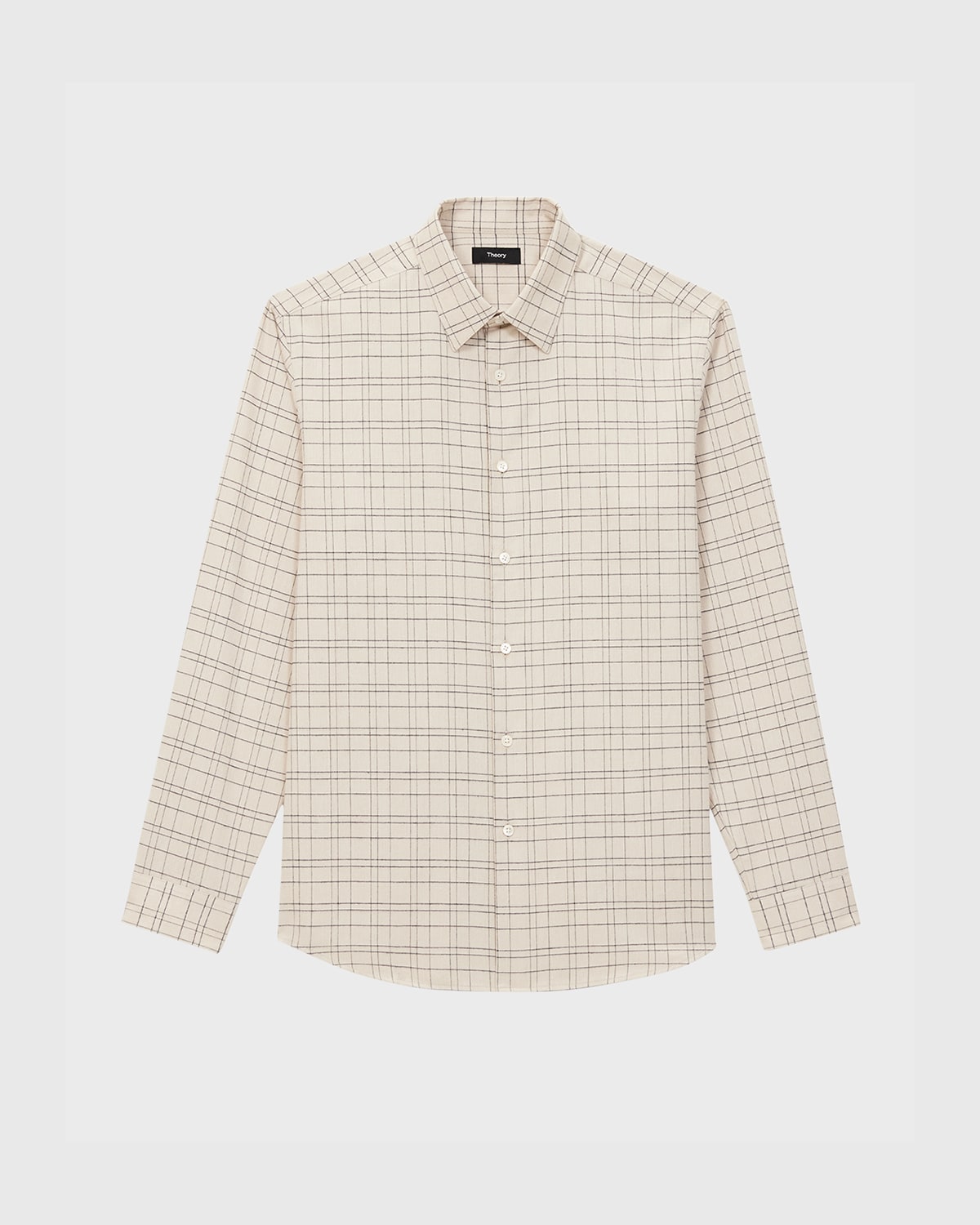 Theory Irving Plaid Cotton Flannel Button-up Shirt In Moon Multi