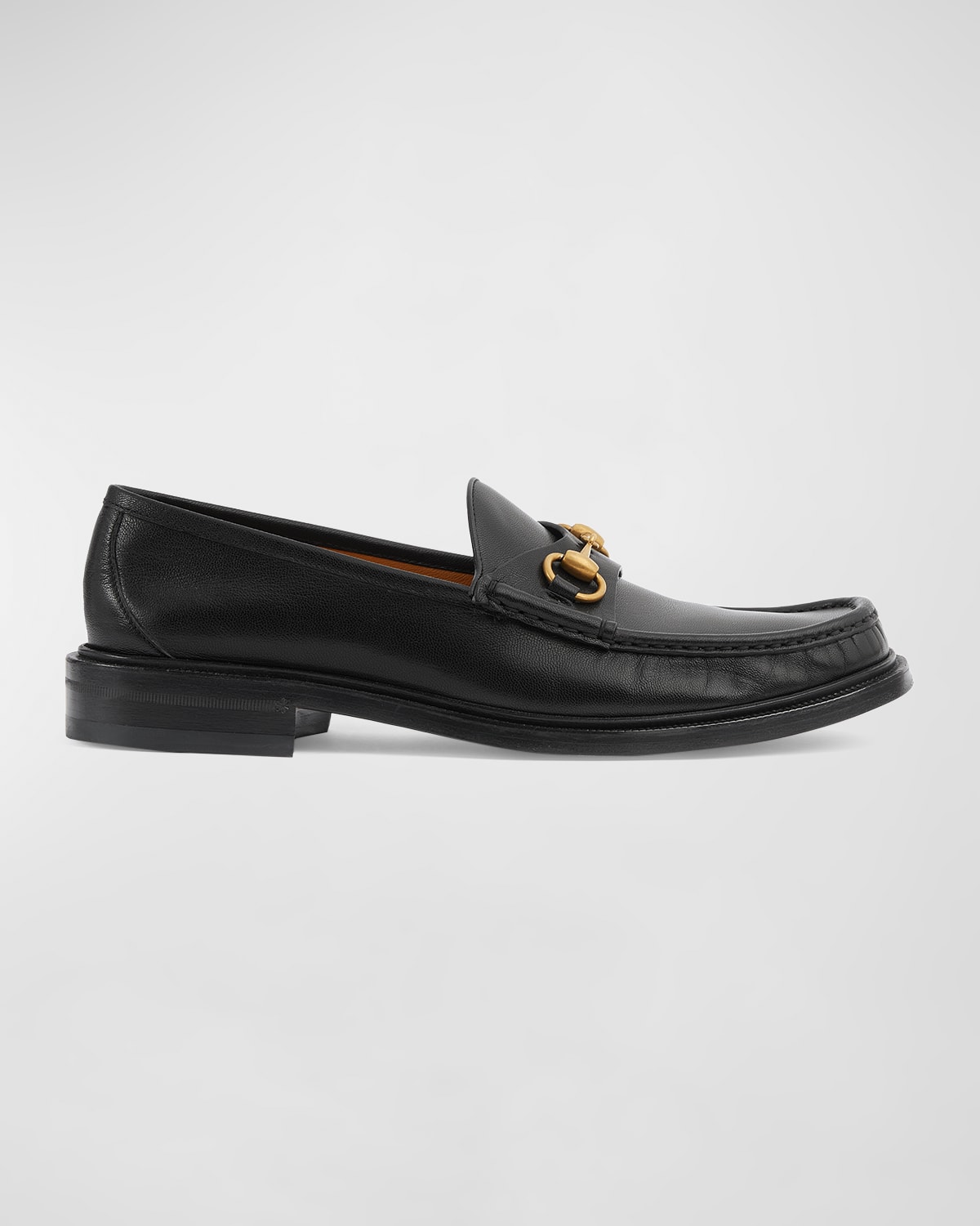 Shop Gucci Men's Wislet Leather Bit Loafers In Black