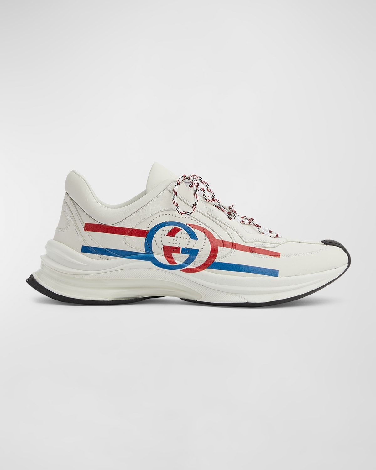 Gucci Run Printed Leather Sneakers In Black