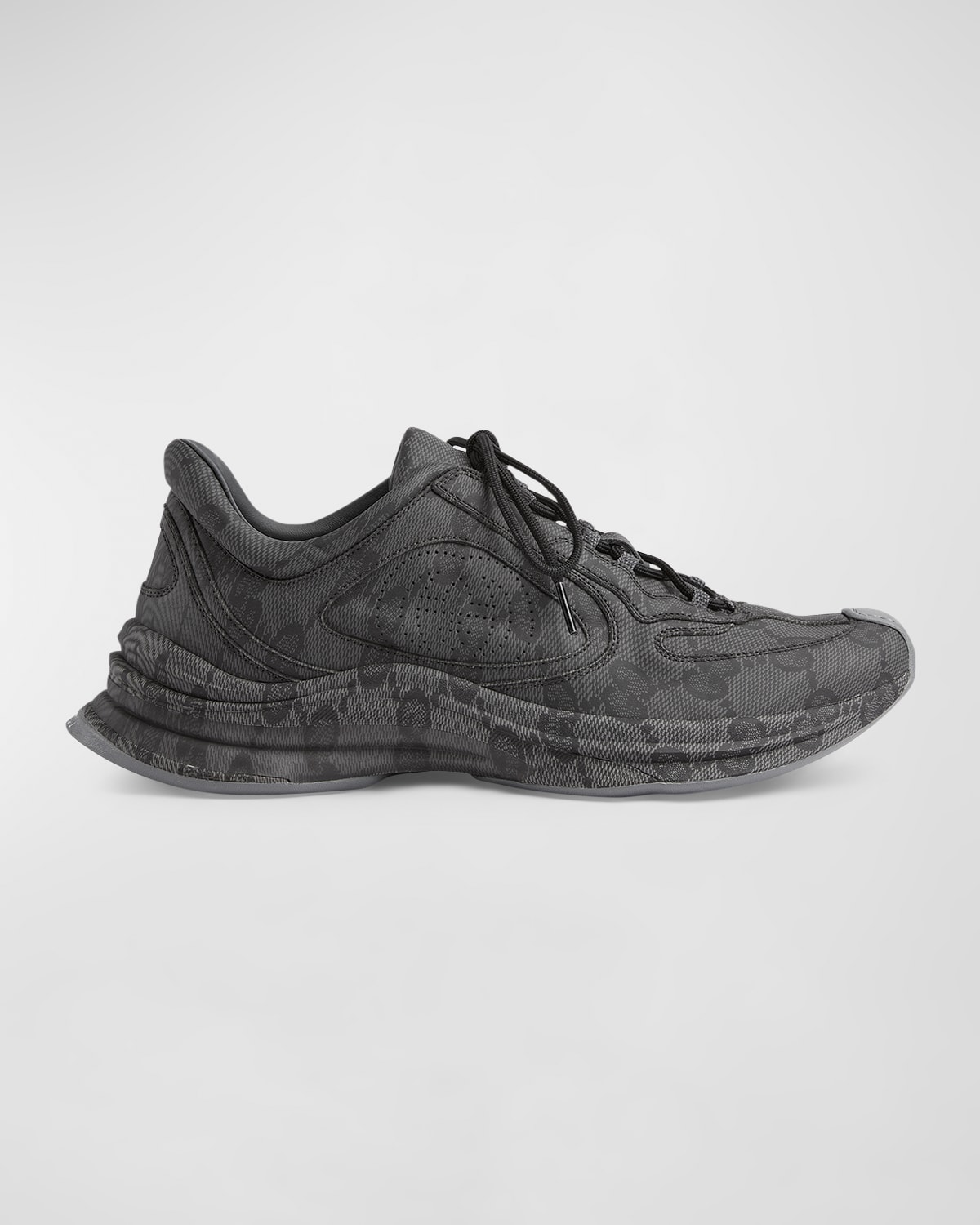 Gucci Men's Run Allover Gg Fashion Sneakers In Blk-graphite