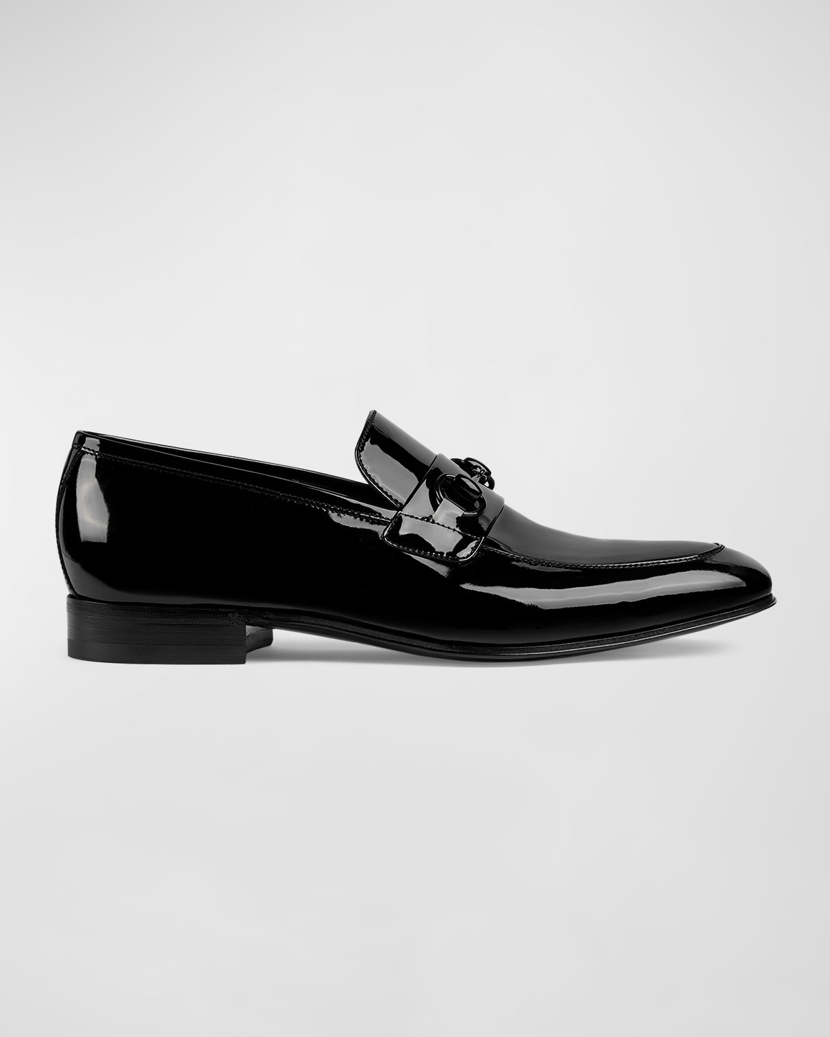 Shop Gucci Men's Ed Patent Leather Bit Loafers In Black