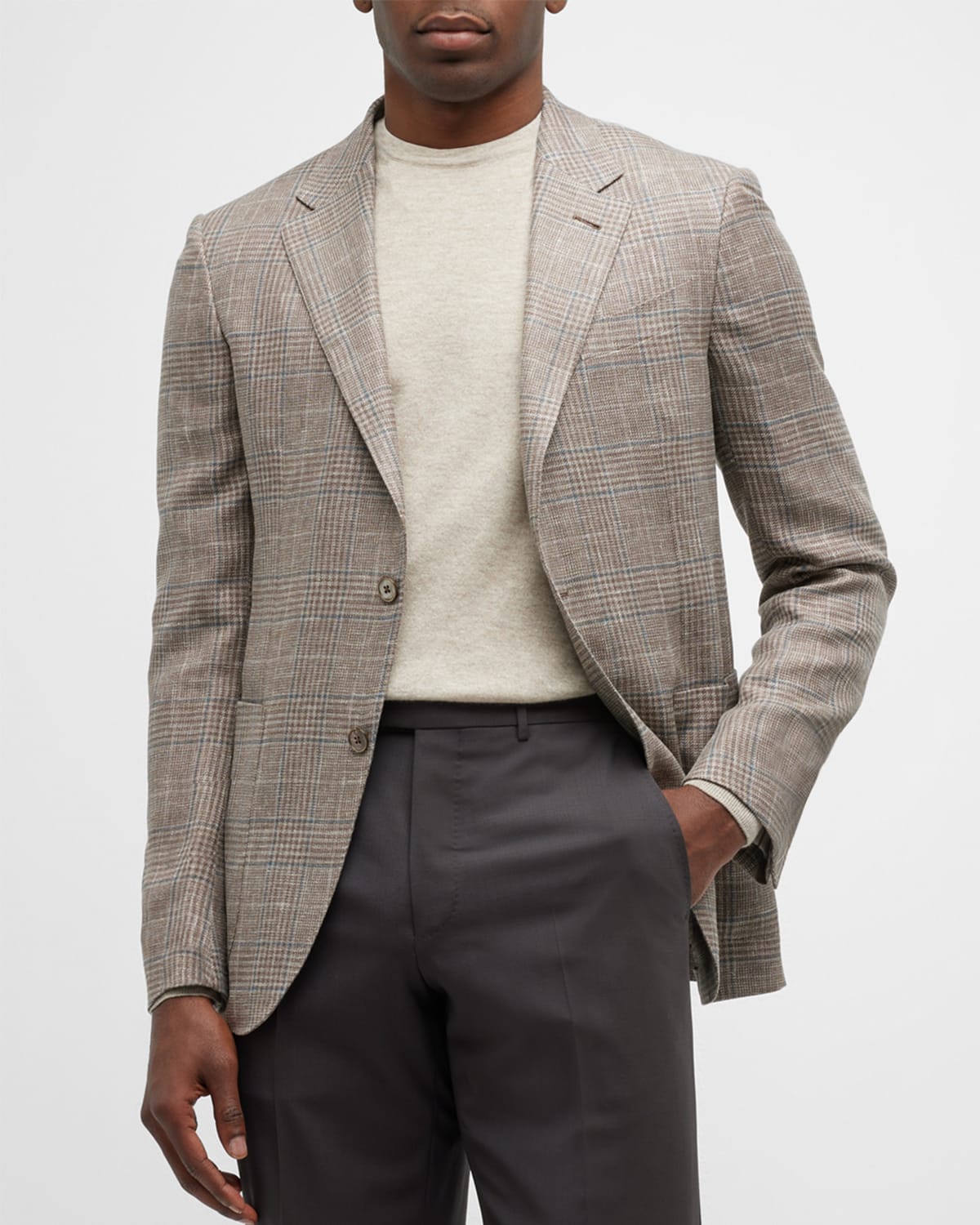 Men's Prince of Wales Single-Breasted Sport Coat