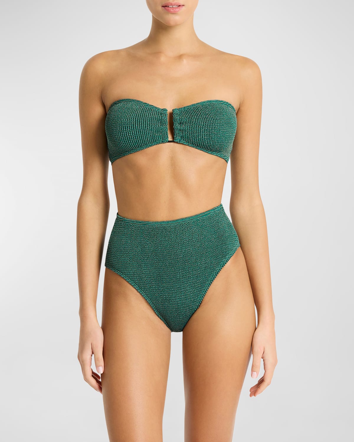 Bond-eye Swim Palmer High-waist Brief Bikini Bottoms In Bottle Green Lure