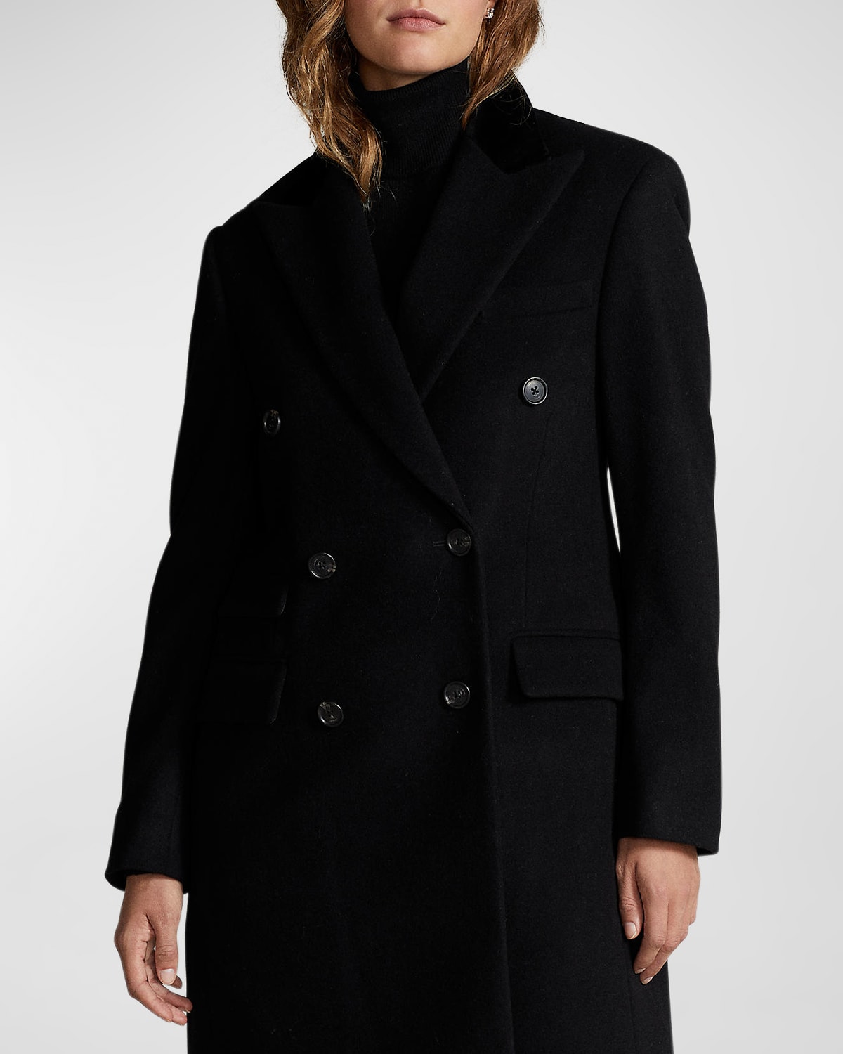 Polo Ralph Lauren Velvet Top Collar Woolblend Melton Coat In Polo
