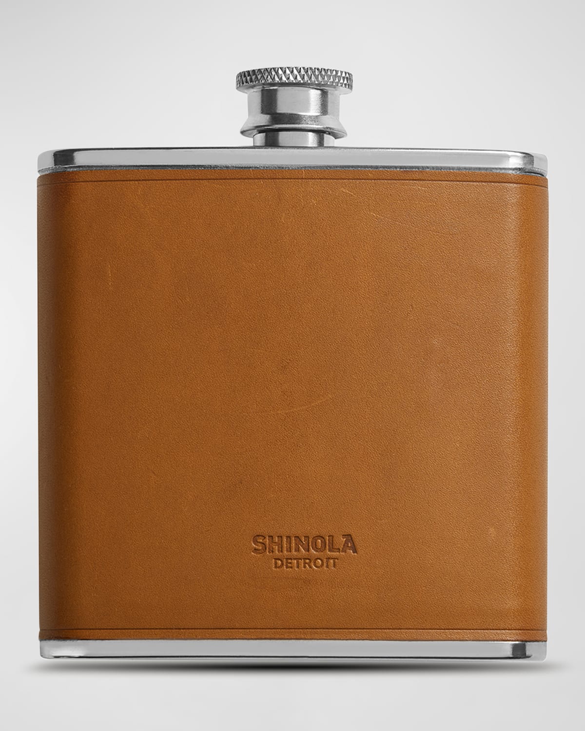 Shinola Unisex Leather-wrapped Flask, 6oz In Medium Brown