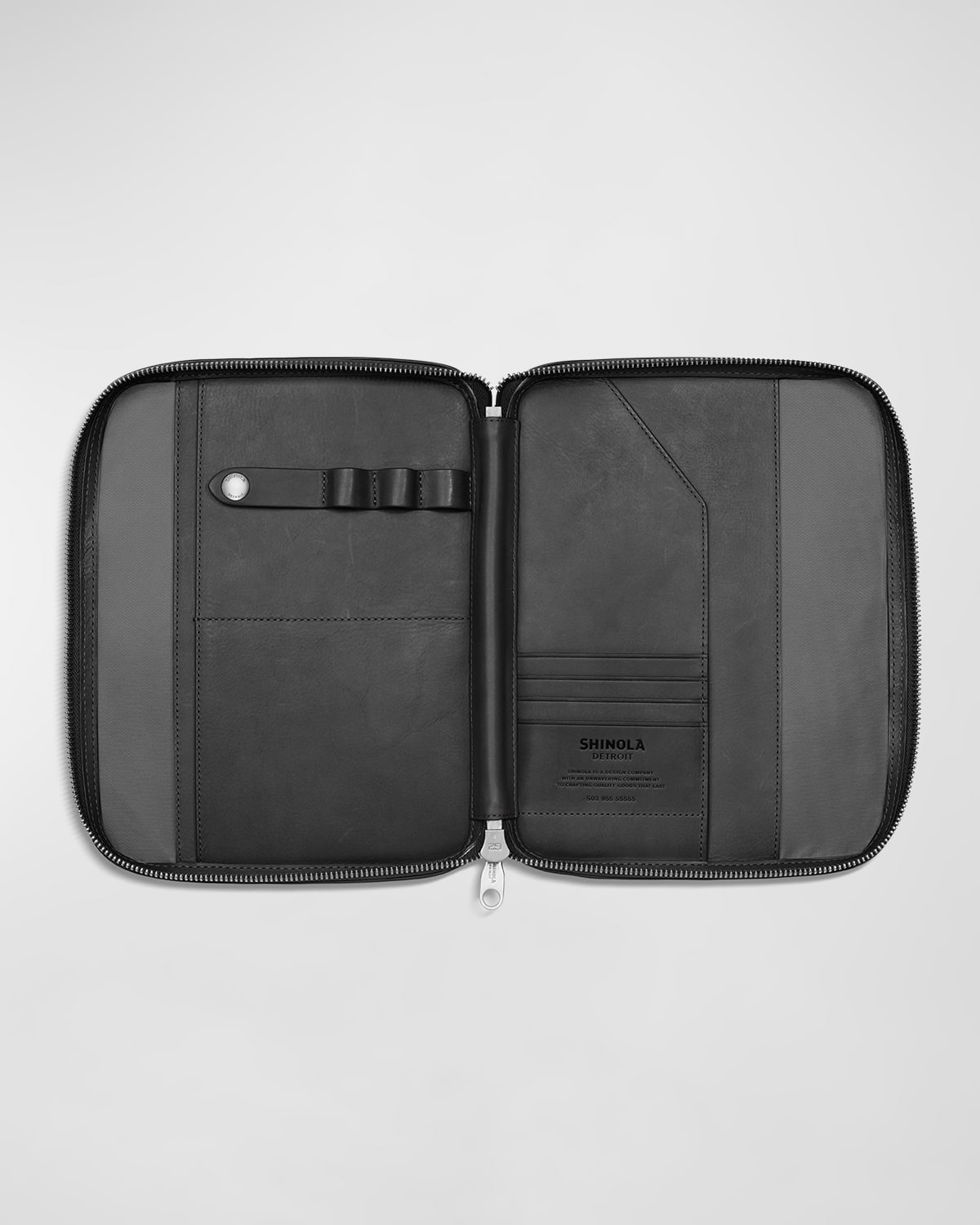 Shinola Men's Tech Portfolio Leather Zip Pouch In Black