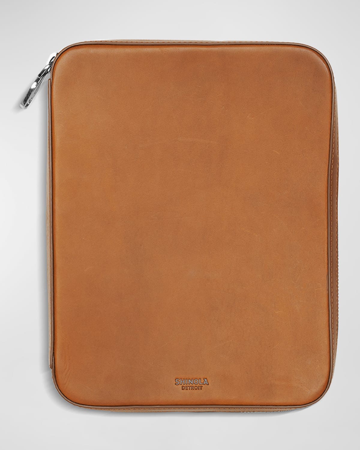 Shinola Men's Tech Portfolio Leather Zip Pouch In Tan