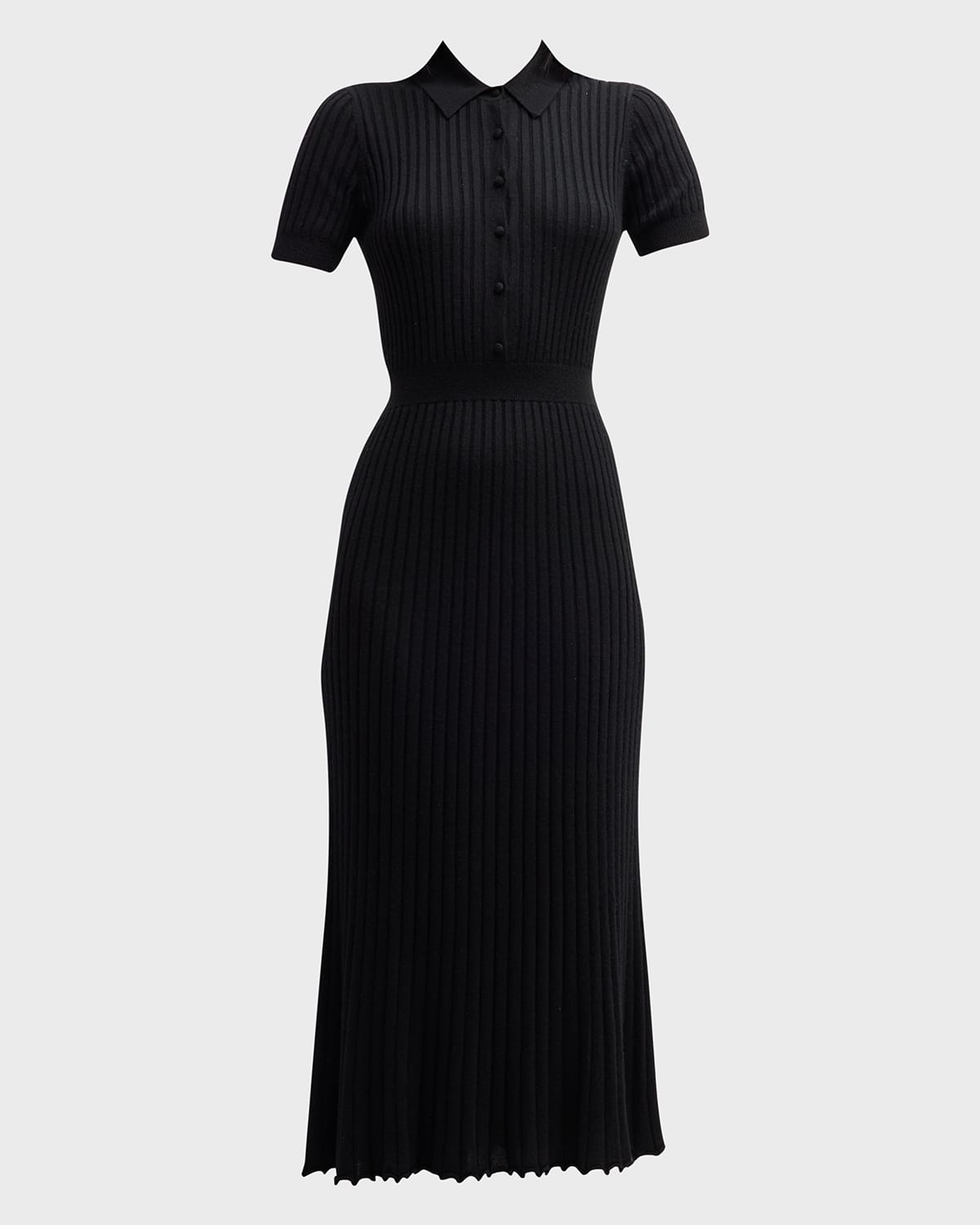 Shop Gabriela Hearst Amor Polo Ribbed Cashmere Dress In Black