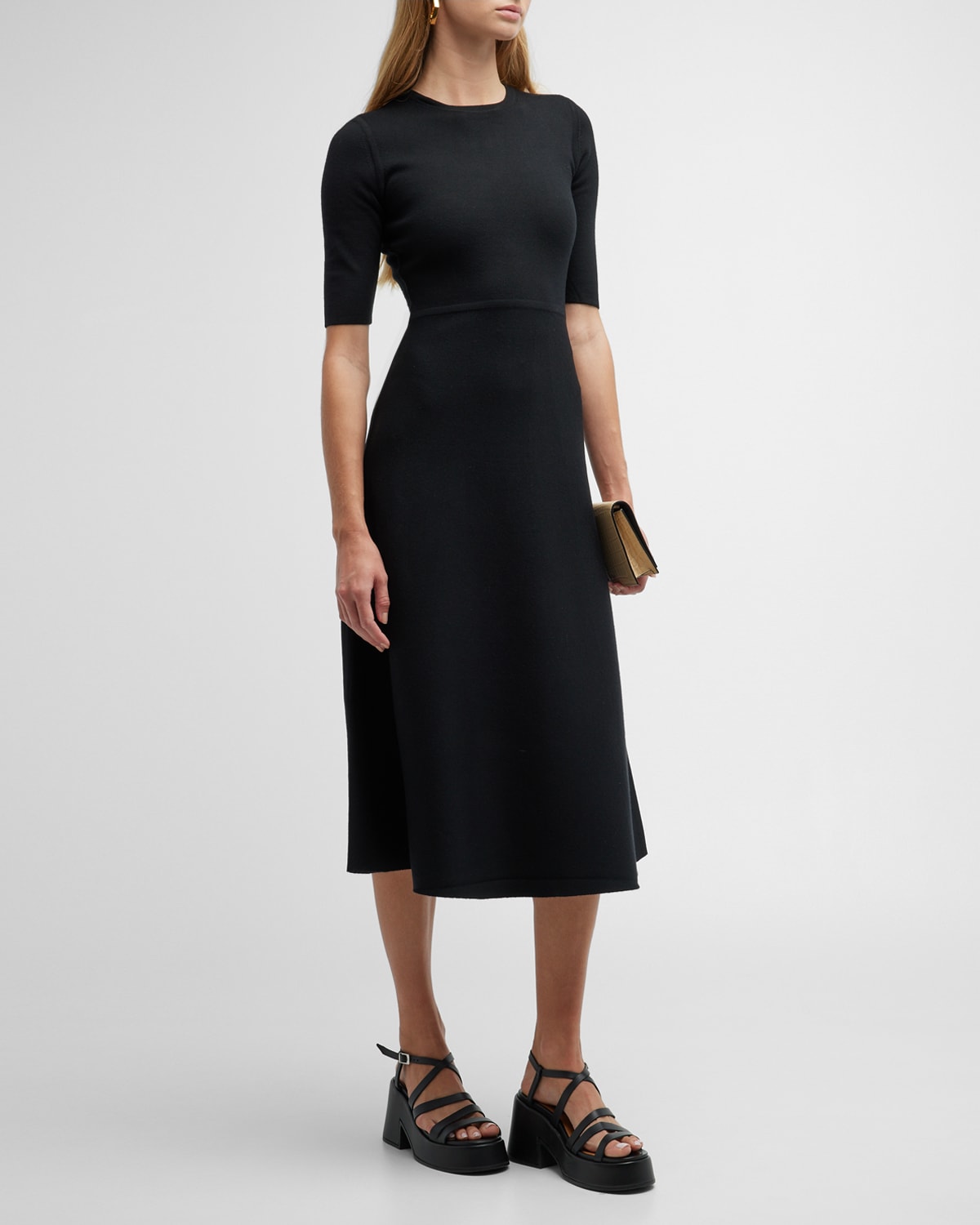 Shop Gabriela Hearst Seymore Cashmere Blend Midi Dress In Black