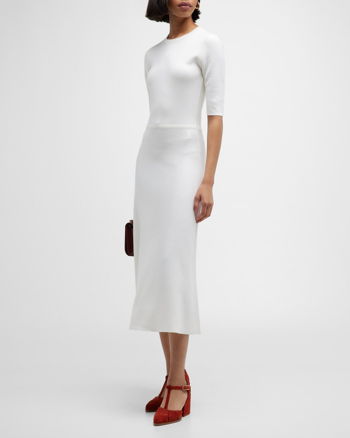 Shop Gabriela Hearst Seymore Cashmere Blend Midi Dress In Ivory