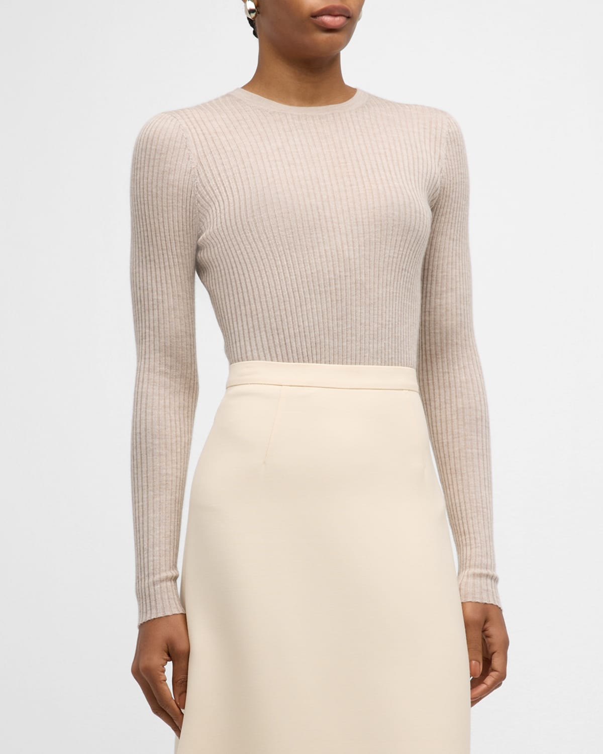 Gabriela Hearst Browning Cashmere Ribbed Top In Oatmeal