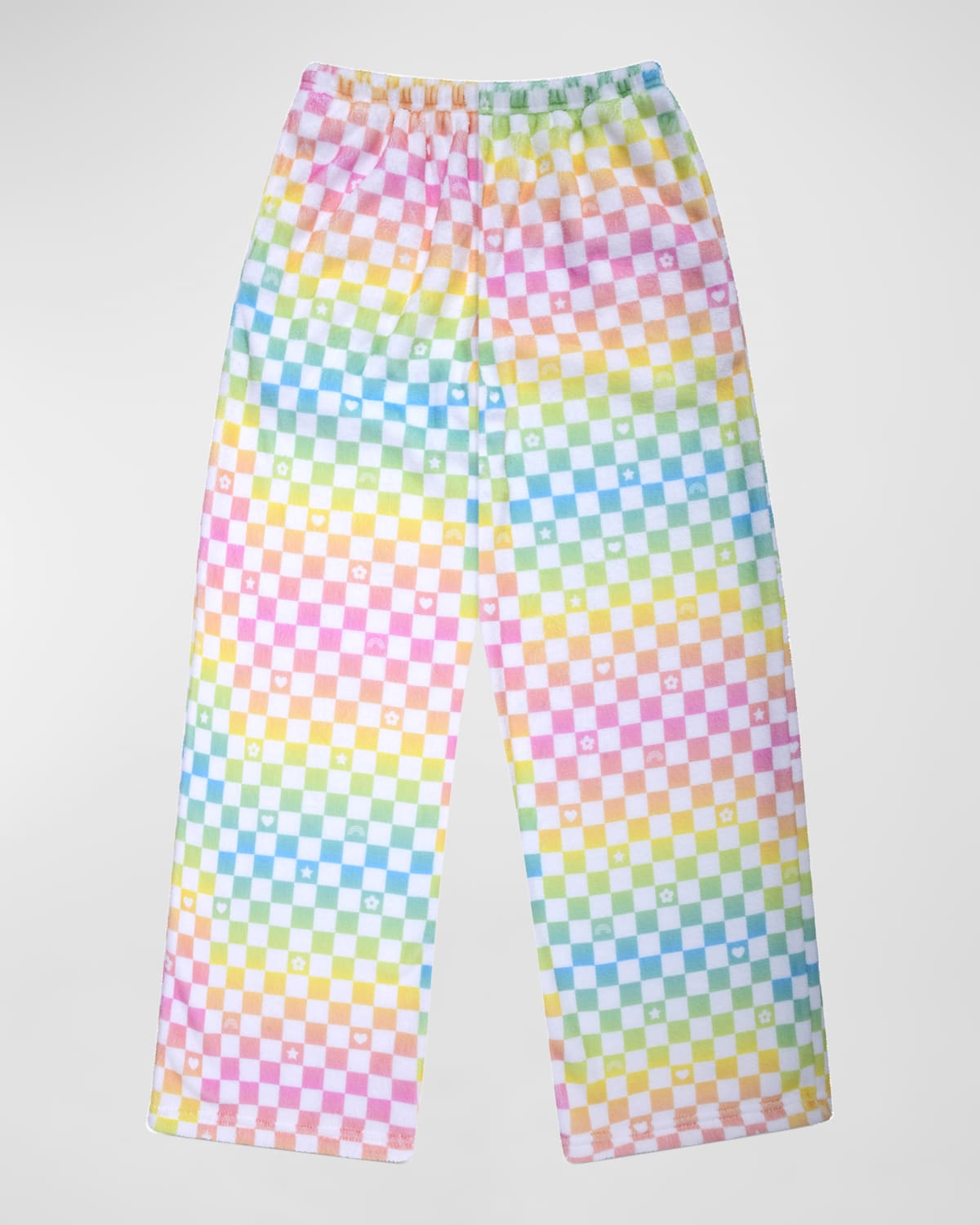 Girl's Ombre Checkerboard Plush Pajama Pants, Size XS-L