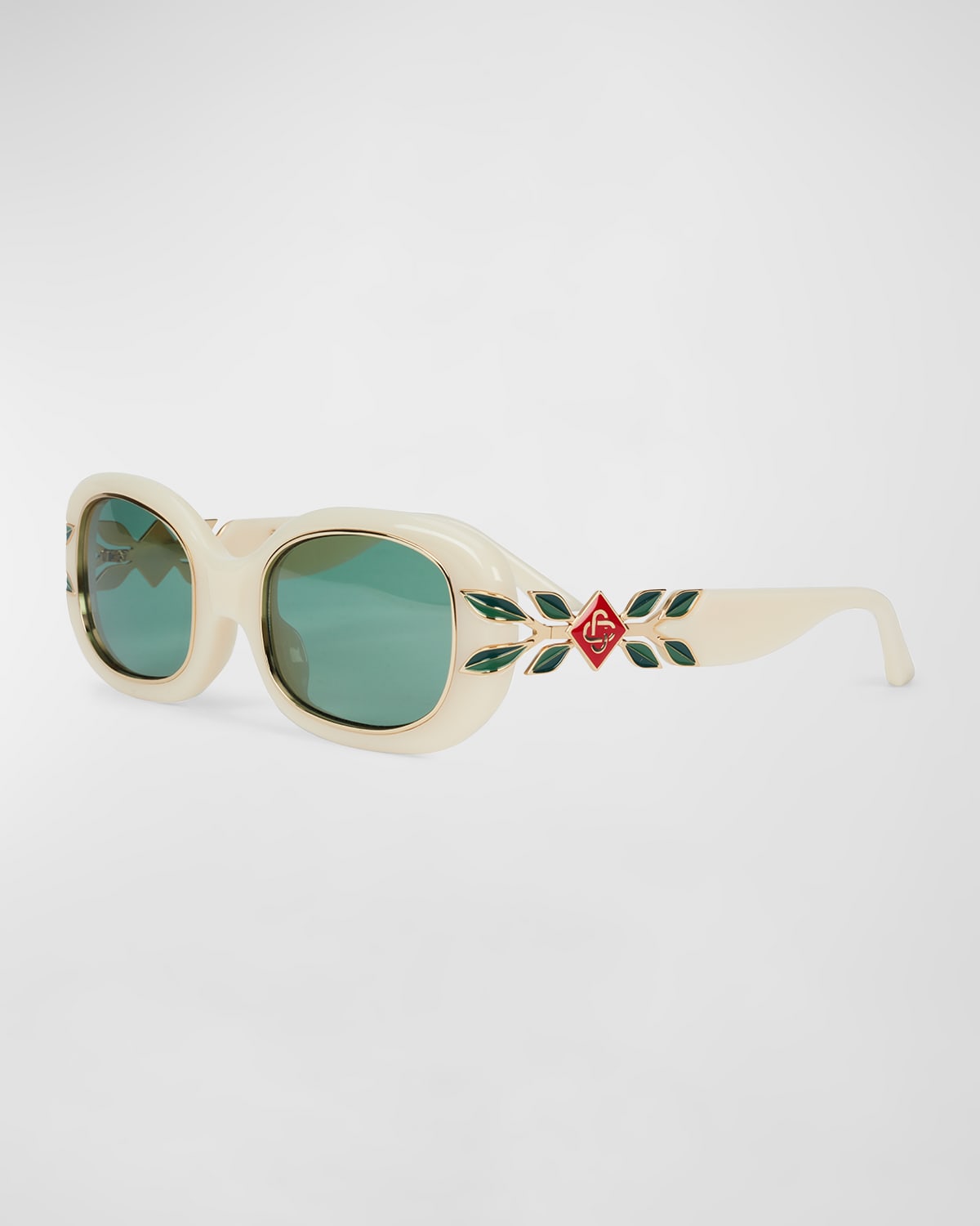 CASABLANCA Monogram Oval Acetate & Metal Sunglasses | Smart Closet