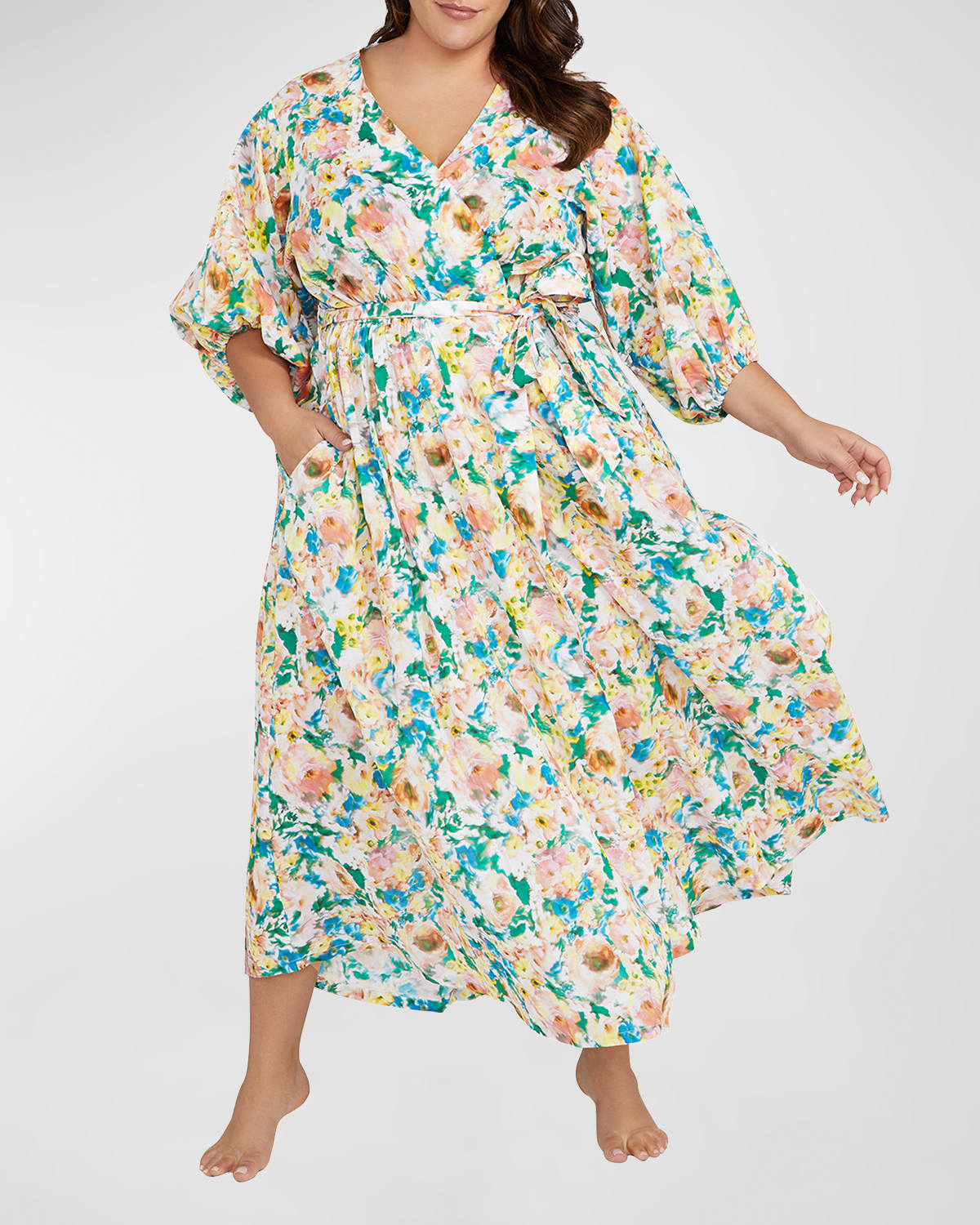 Artesands Plus Size Odette Verdi Faux-Wrap Maxi Dress