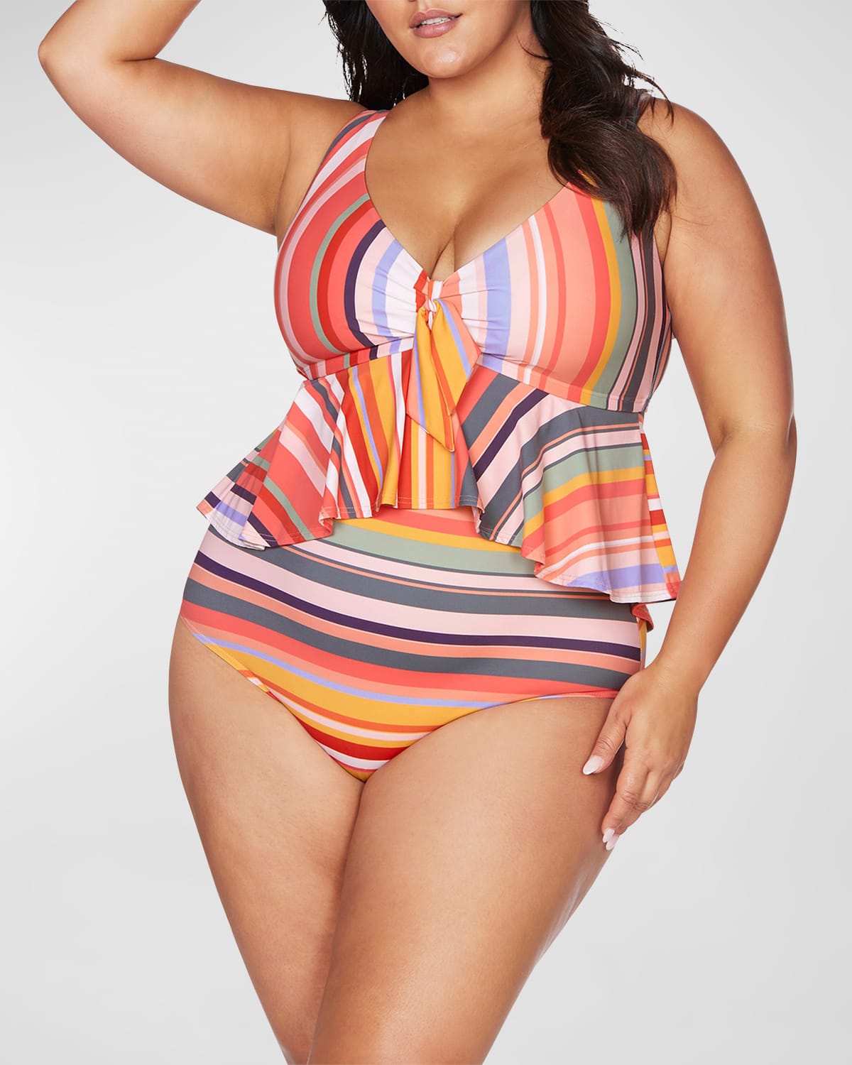 Flounce one piece swimsuit plus size online
